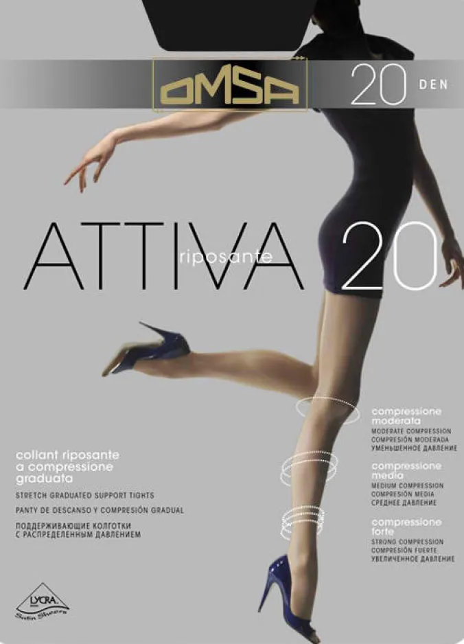 Стягащ чорапогащник с масаж ефект Omsa Attiva 20 ДЕН