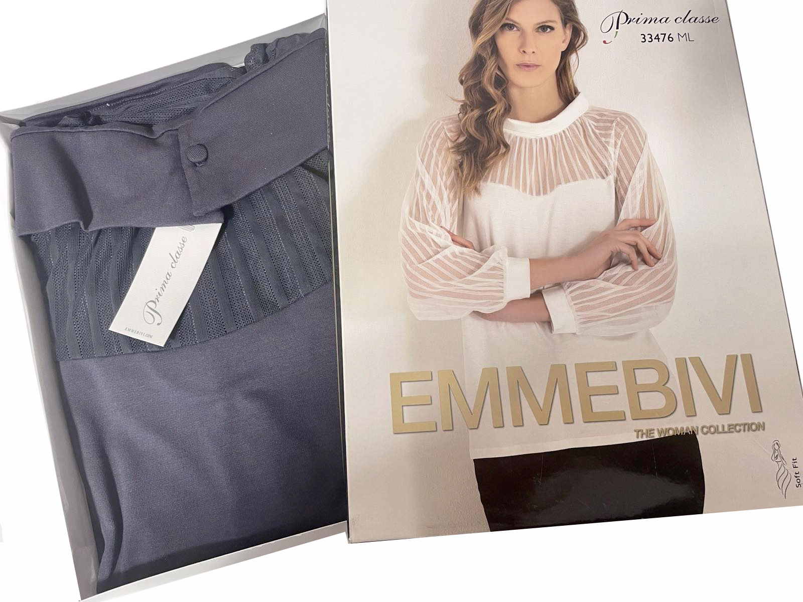 Луксозна дамска блуза с буфан ръкави от тюл Emmebivi 33476 колекция Prima Classe